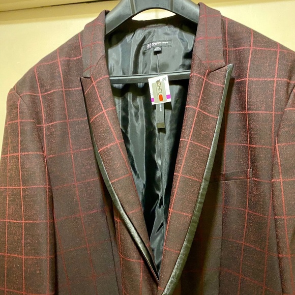 NEW INC International Concepts Men's Blazer Red Check 3XLT Big and Tall - Picture 11 of 15